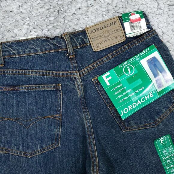 Vintage Jordache Y2K Style Flare Leg 5 Pocket Low Rise Jeans Size 7 8 Dark Wash - Picture 4 of 9
